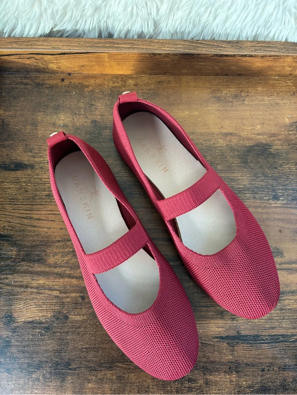 Danskin Burgundy Knit Mary Jane Flats